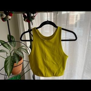 girlfriend collective Dylan Crop Bra in Chartreuse